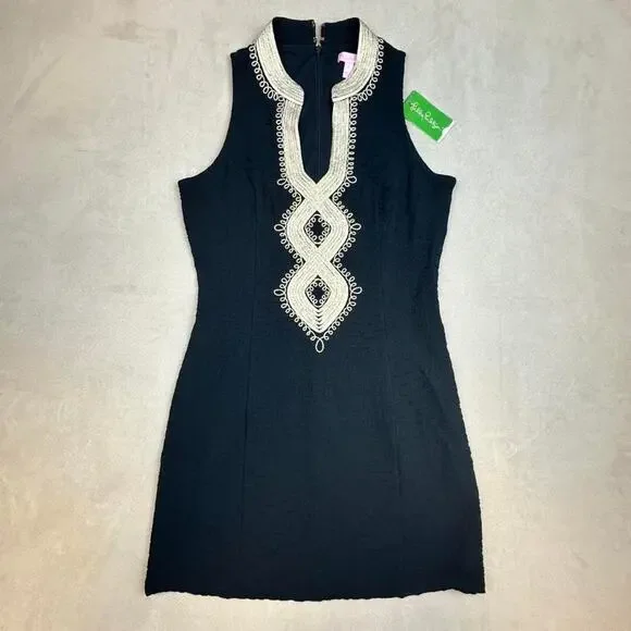 Lily Pulitzer women’s black dress with gold accent pattern size 10 sku 281-V09 - Picture 1 of 7